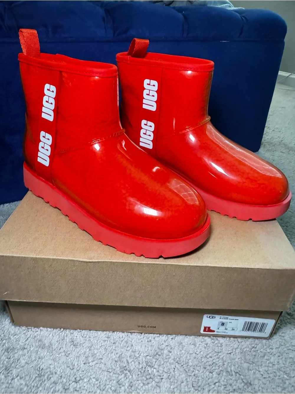 UGG Women's Red Glossy Ankle Boots